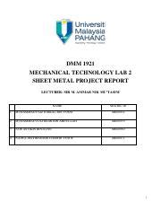 sheet metal project report pdf